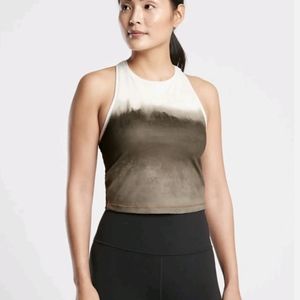 Athleta Shanti Watercolor Stripe Crop Tank Mortar Mushroom size Medium